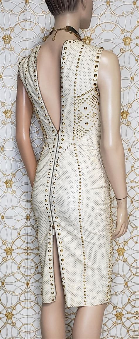 versace white studded dress